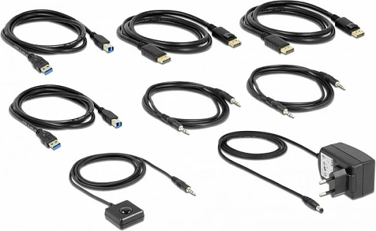 KVM Switch DeLOCK DisplayPort 1.4, 8K 60Hz, USB 5Gbps, Audio, i zi
