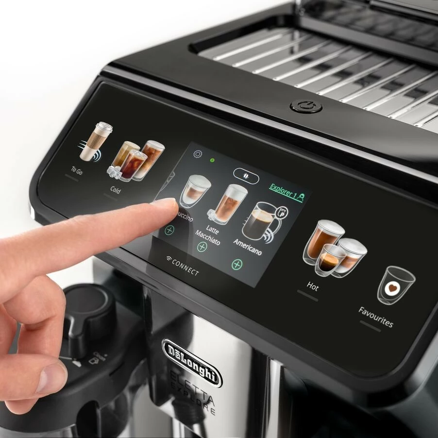 Aparat për espresso De’Longhi Eletta Explore, 1.8 L, Kafe kokrra, Kafe e bluar, Mulli i integruar, 1450 W, Gri