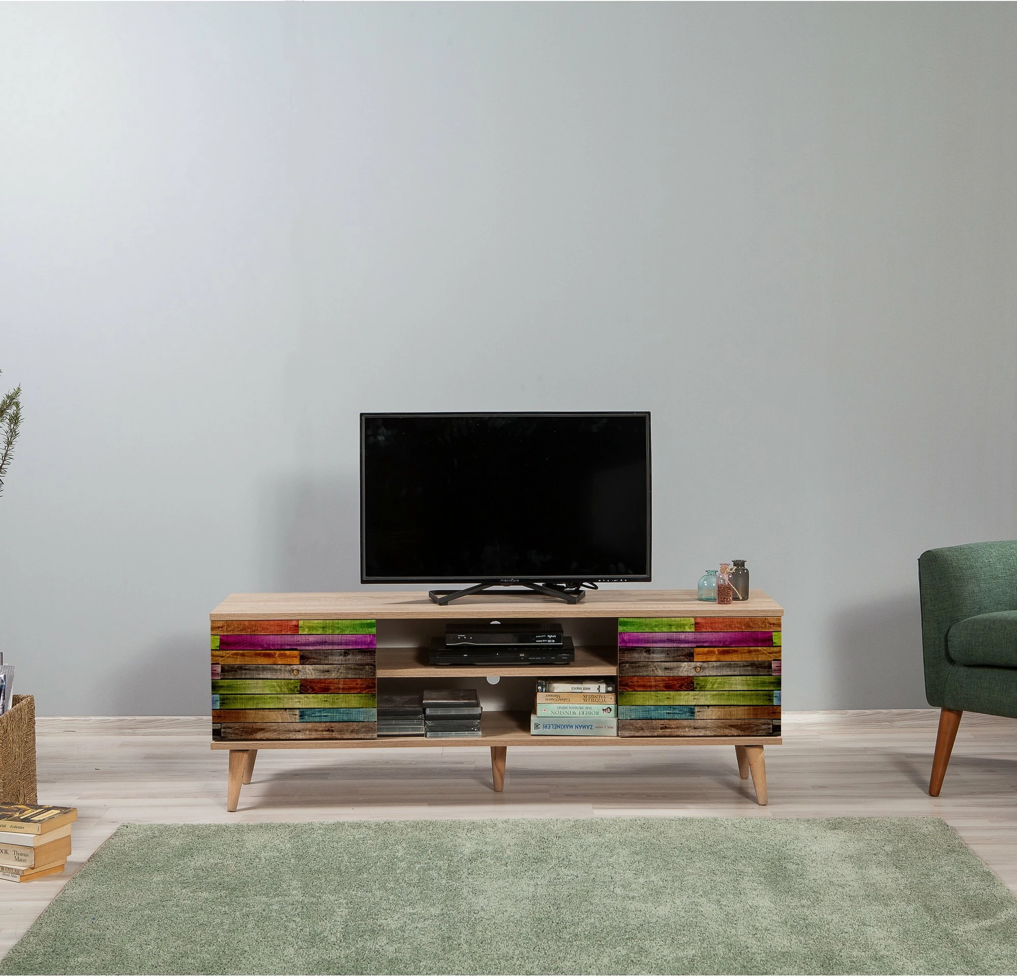 Komodë TV Truva, ngjyrë lisi Sonoma, 140x50x40cm