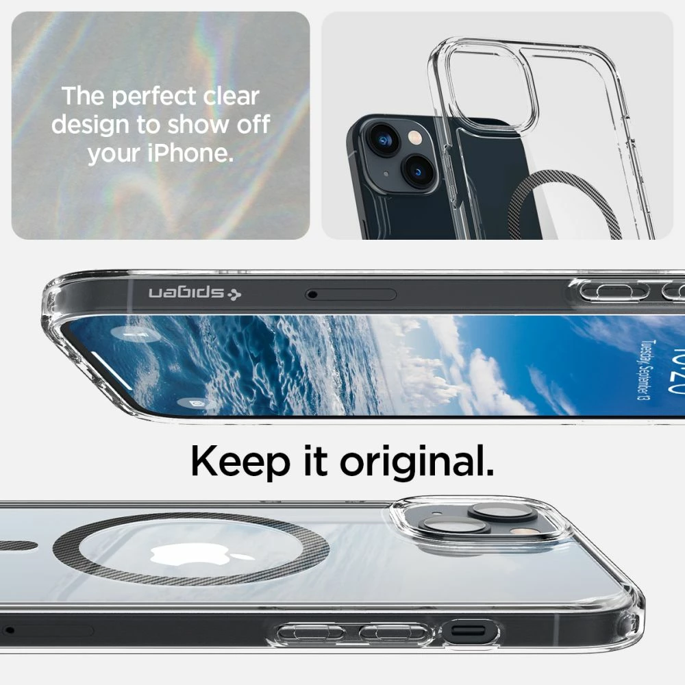 Mbështjellës Spigen Ultra Hybrid Mag për iPhone 14 Plus, MagSafe, Transparent Gri