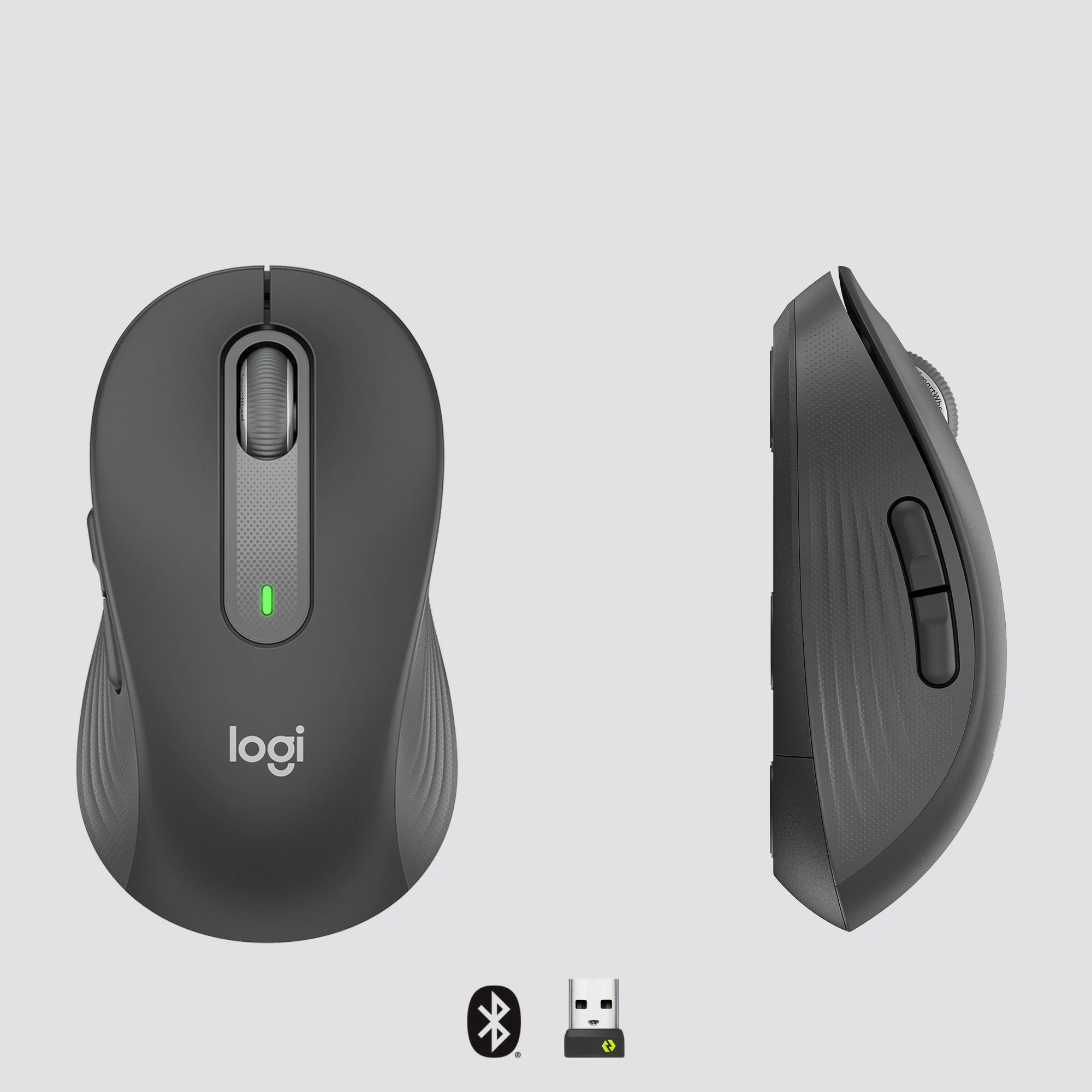 Maus Logitech Signature M650 L Wireless, Djathtas, Optik, RF Wireless + Bluetooth, 4000 DPI, Grafit
