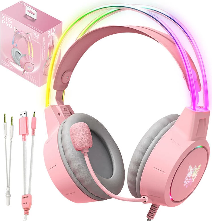 Kufje gaming ONIKUMA X15Pro me mikrofon, Rozë