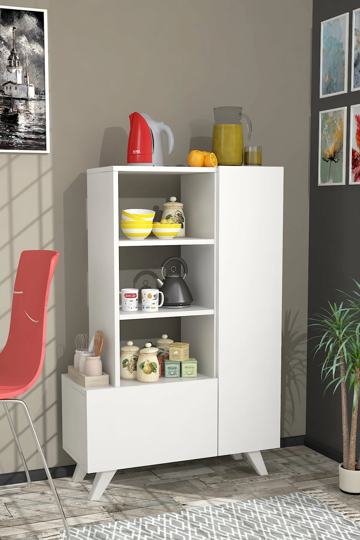 Dollap multifunksional, ngjyrë e bardhë, Agostina