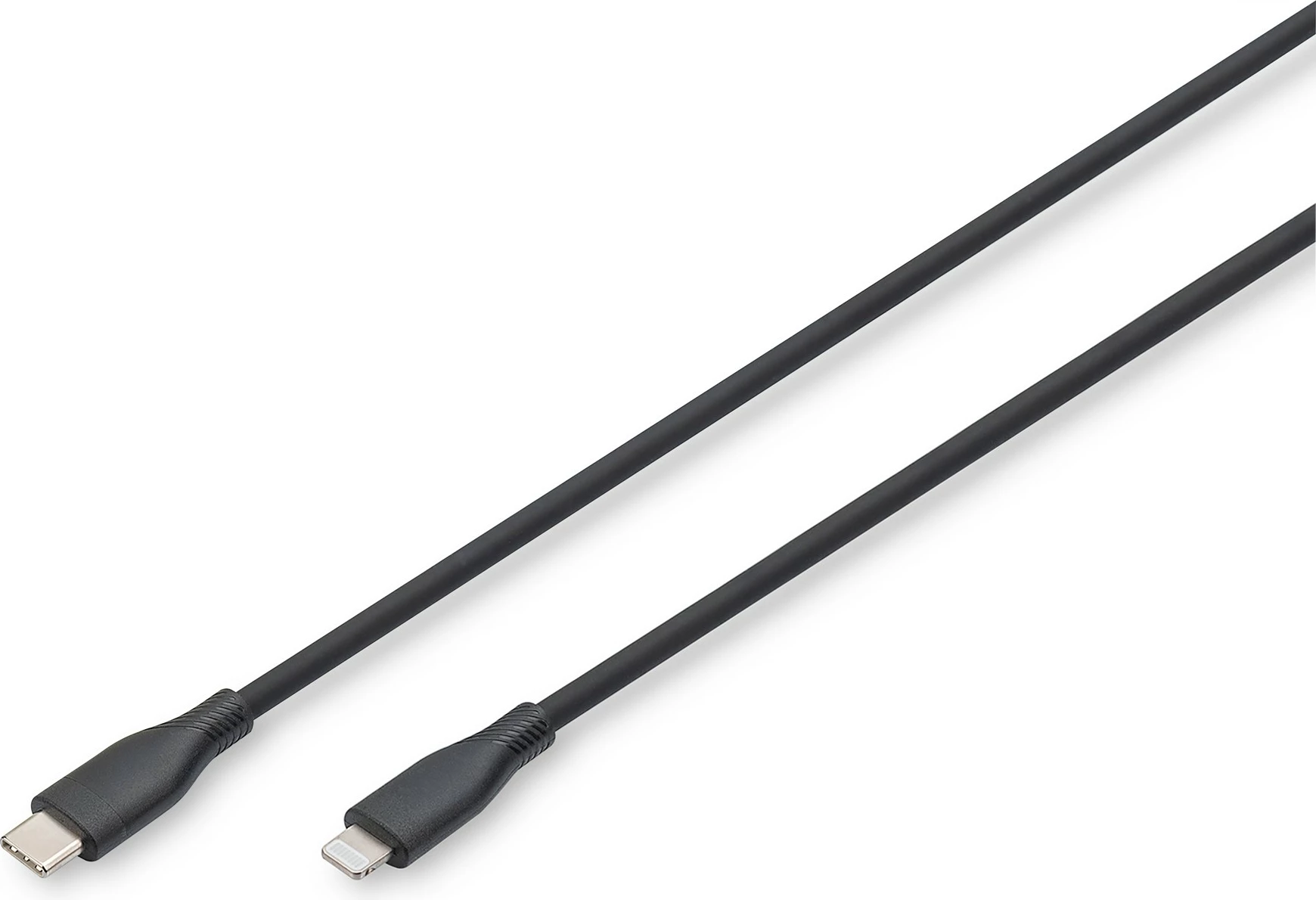 Kabëll lidhës Digitus USB-A në Lightning, 0.5m, silikon, i zi