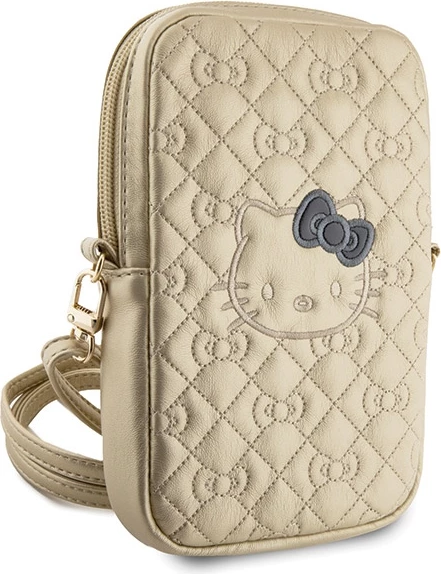 Çantë dore Hello Kitty Quilted Bows Strap, lëkurë artificiale, ari