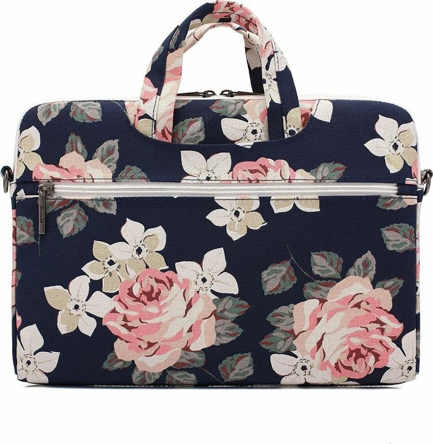 Çantë laptopi CANVASLIFE Briefcase 15\" (42x30x2.5 cm), me rrip shpatulle, blu me motive lulesh, 1 copë