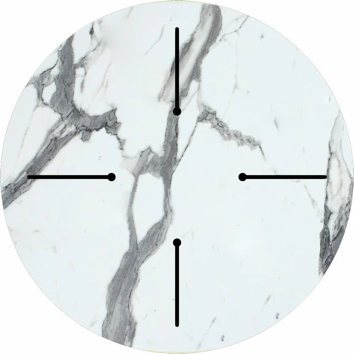 Sipërfaqe Tavoline Melody HPL mermer i bardhë Φ70cm, 12mm trashësi