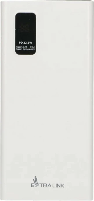 Powerbank Extralink EPB-067W, 10000mAh, USB-C PD 22.5W, i bardhë