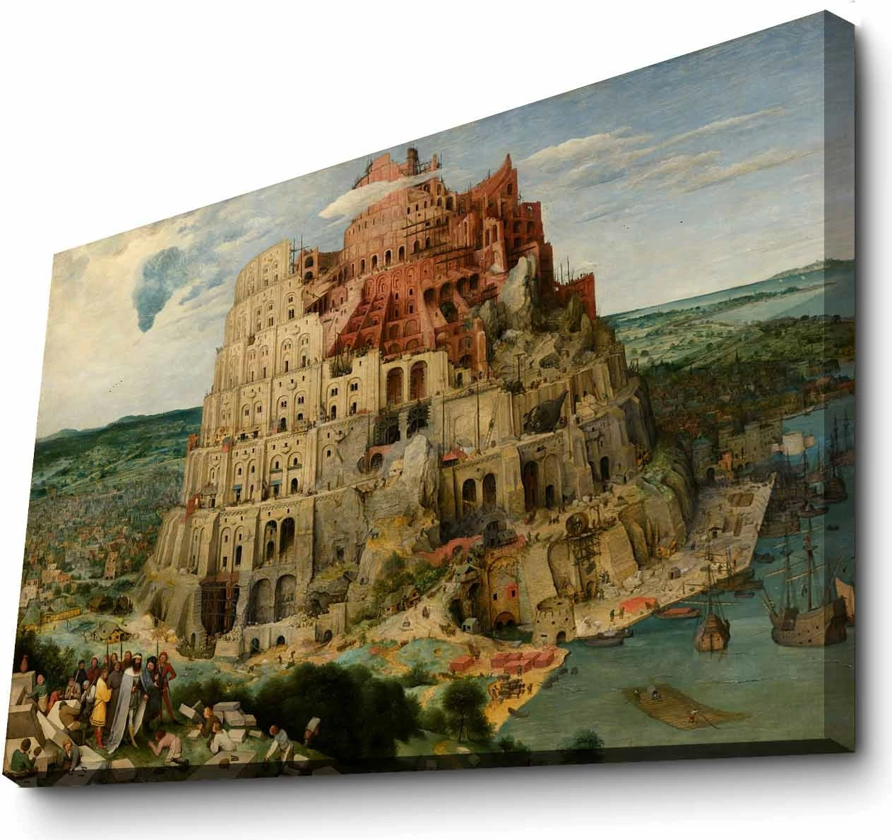 Pikturë dekorative në kanavacë, Tower of Babel nga Pieter Bruegel, shumëngjyrëshe, 70x100cm
