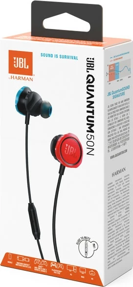 Kufje JBL Quantum 50N me kabllo in-ear për Nintendo, me mikrofon dhe kontrollues, kuqe/kaltër