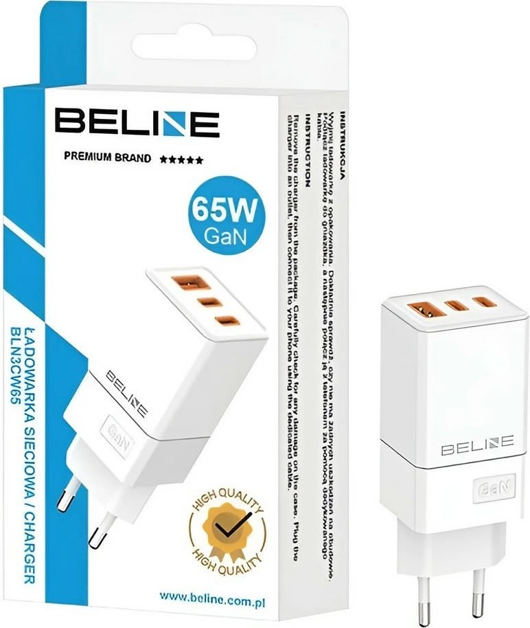 Karikues murit Beline BLN3CW65, 65W, 2x USB-C + USB-A, i bardhë