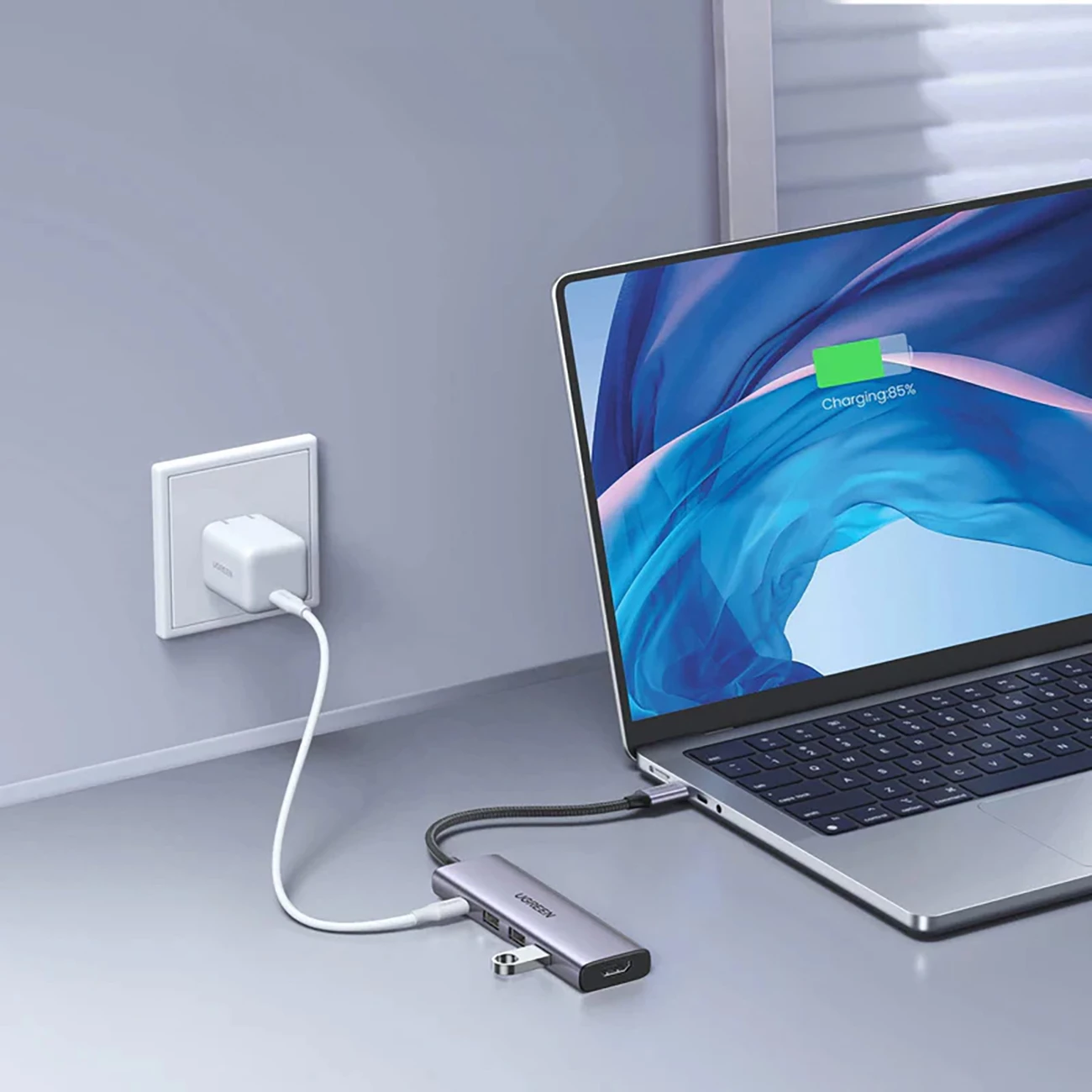 HUB Ugreen CM511 5in1, USB-C, HDMI, 3x USB-A 3.0, Gri