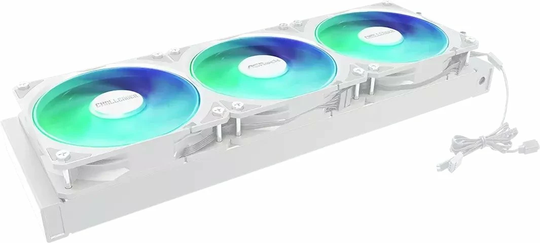 Ftohës uji AIO për CPU ASRock Challenger 360 Digital, radiator 360 mm, 3x120 mm PWM, ARGB, e bardhë, set me 3 ventilatorë (90-ACLA36-WAAGA6)