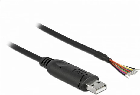 Kabllo adapter DeLOCK USB 2.0 Type-A në Serial RS-232, 1 m, 9 tela të hapur, e zezë