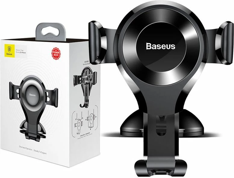 Mbajtëse telefoni për veturë Baseus Gravity Osculum SUYL-XP01, 4.0–6.7\", montim xham/panel, rrotullim 360°, e zezë