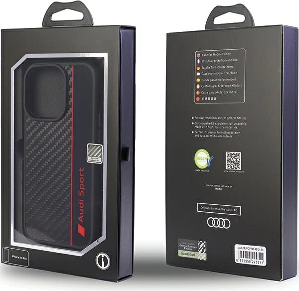 Mbështjellës Audi Carbon Fiber Stripe për iPhone 13 Pro Max 6.7", i zi
