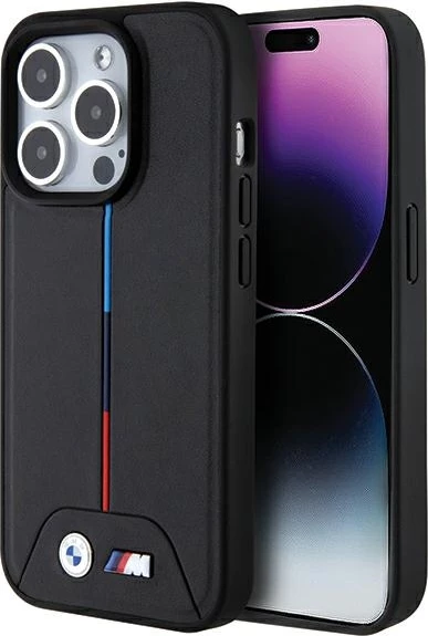 Mbështjellës BMW Quilted Tricolor MagSafe për iPhone 15 Pro, i zi