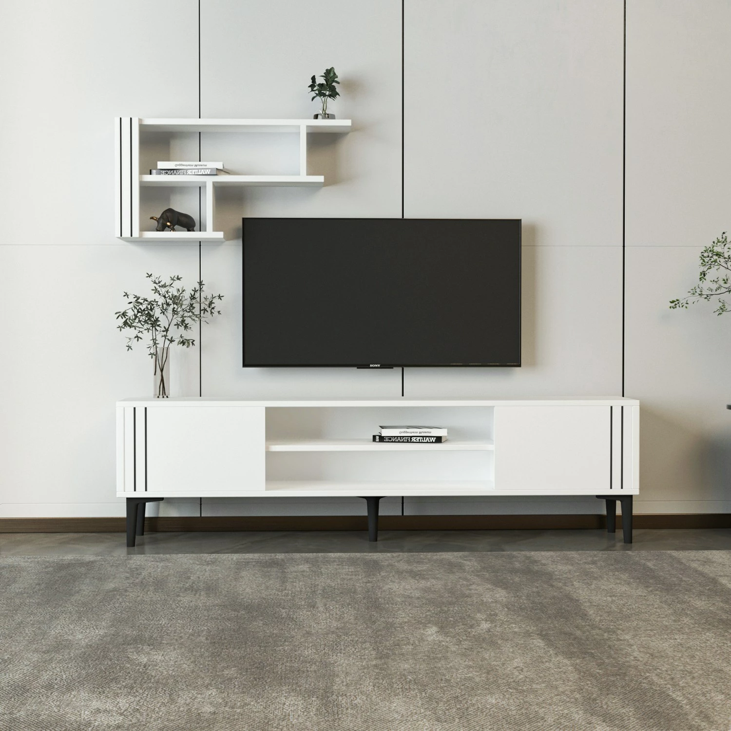 Set komodë TV Hanah Home, ngjyrë e bardhë, Snow