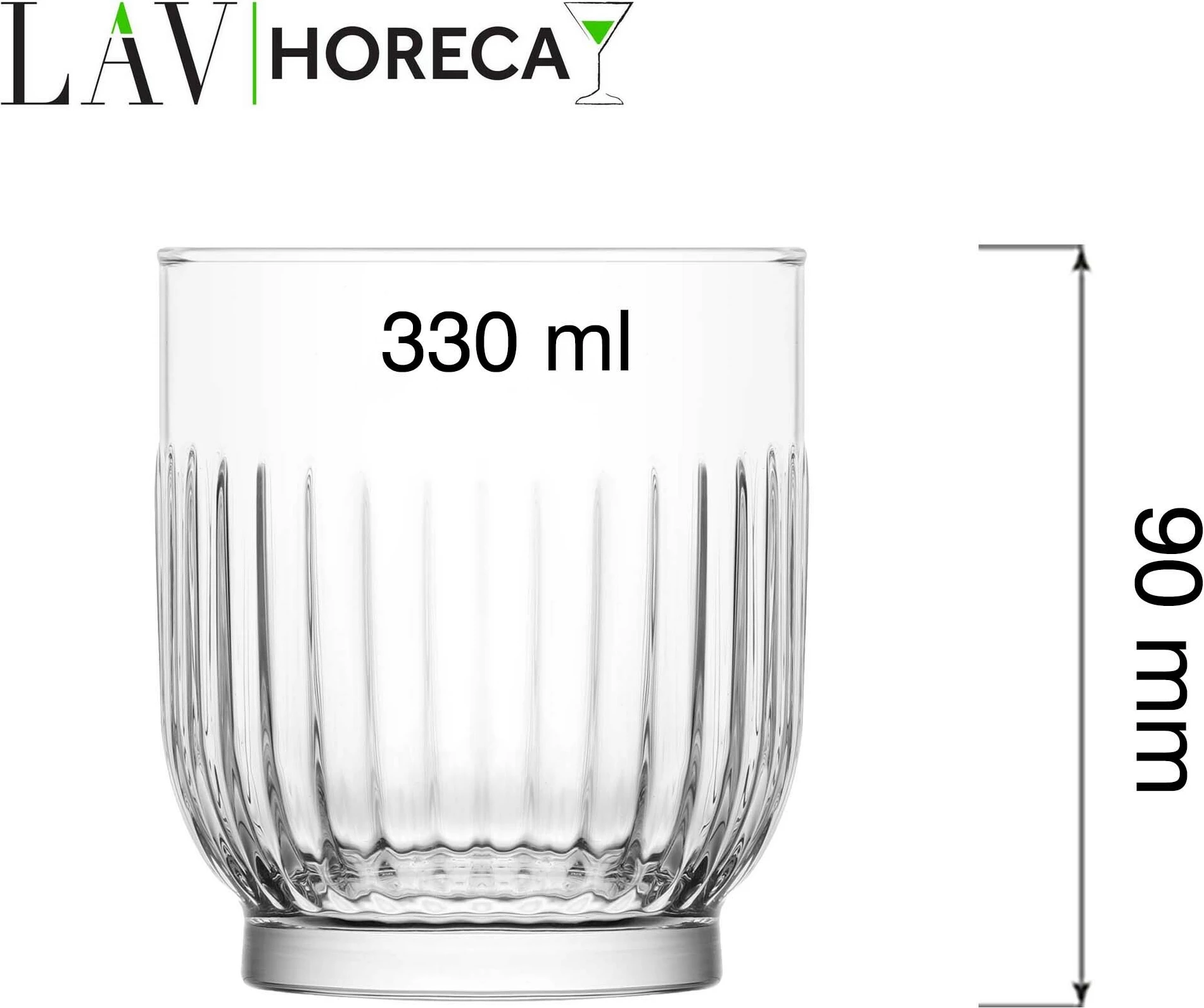 Gotë e ulët LAV Tokyo 330 ml transparente, set 12 copë