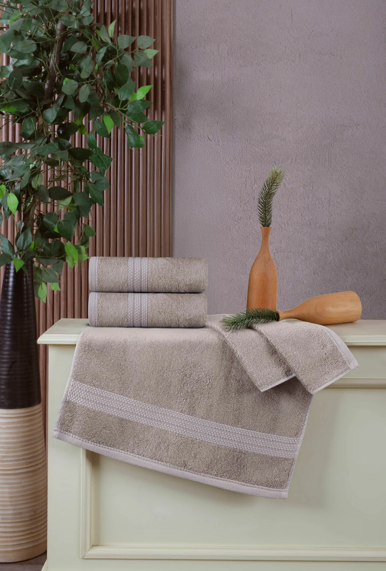 Set peshqirësh për banjo (2 copë), Mijolnir, Delux, ngjyrë kapuçino