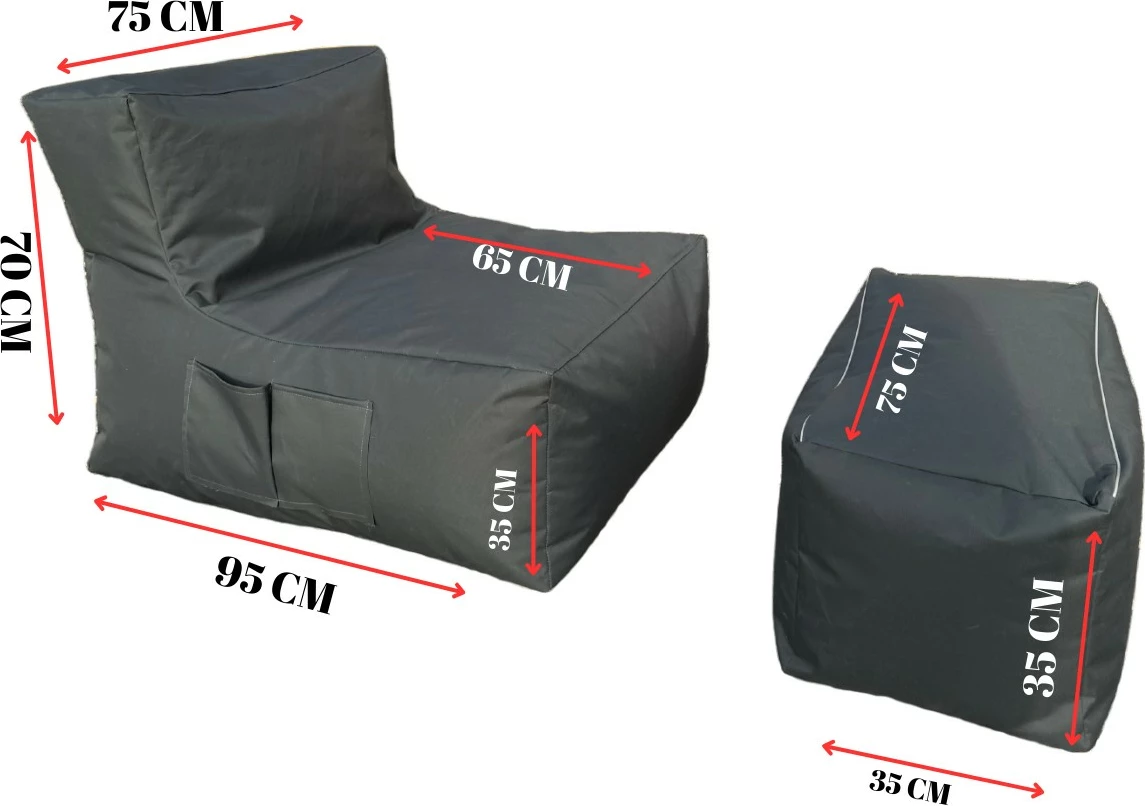 Set bean bag (2 copë), Atelier del Sofa, XXL Sedir, ngjyrë gri