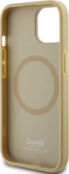 Mbështjellës MagSafe Hello Kitty Leather Kitty Head për iPhone 15 6.1\", e artë