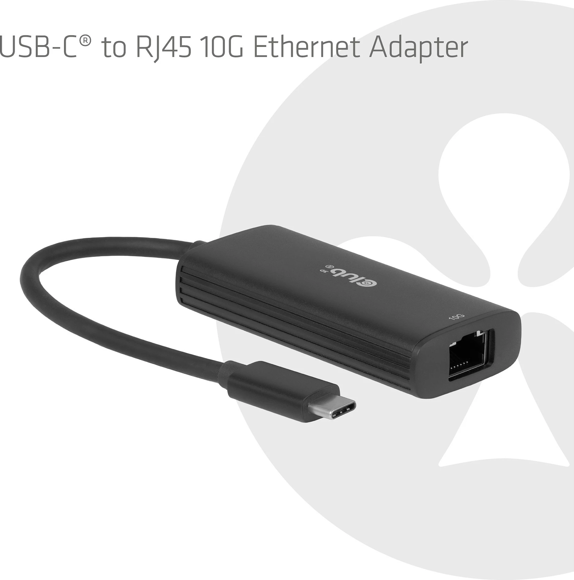 Adapter Ethernet Club3D USB-C në RJ45 10Gbps, i zi