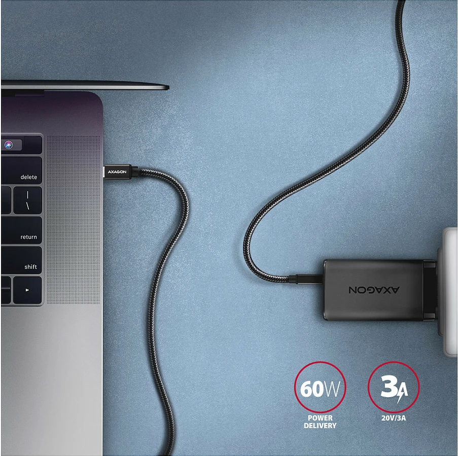Kabëll USB-C Axagon BUCM3-CM10AB, USB 3.2 Gen 1, 1m, i zi