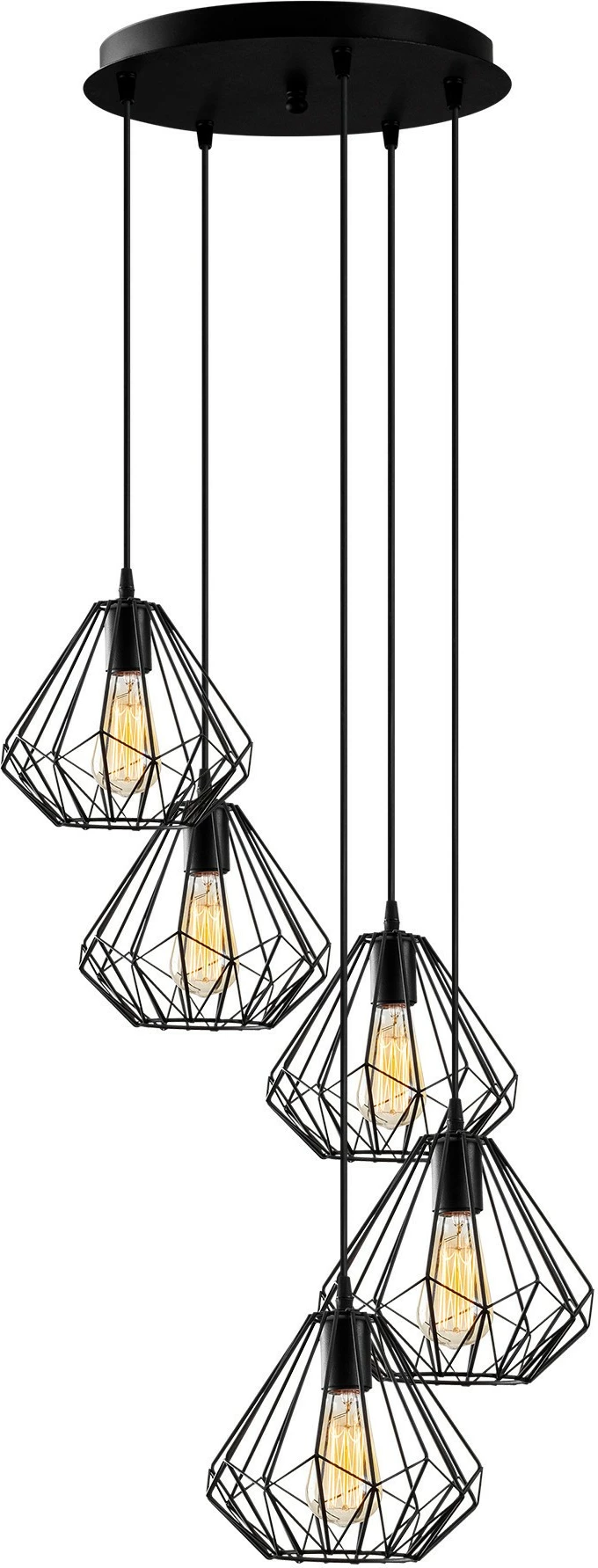 Llambë tavani Opviq, model Diamond - 704-5S2, e zezë, 5 llampa
