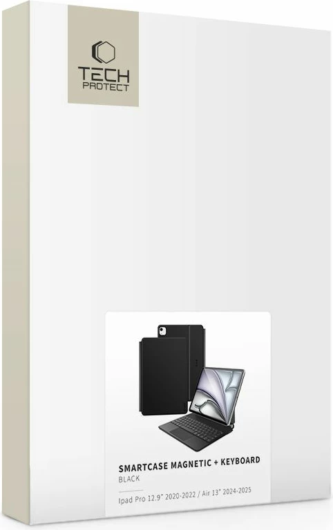 Mbështjellës me tastierë Tech-Protect Smartcase Magnetic për iPad Pro 12.9" 2020/2021/2022, iPad Air 13" 2024/2025, E zezë