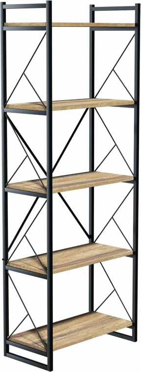 Raft librash Baker, ngjyrë arre e zezë, 66x34x180cm