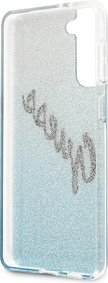 Mbështjellës Guess GUHCS21MPCUGLSBL për Samsung Galaxy S21+, Glitter Gradient, Blu