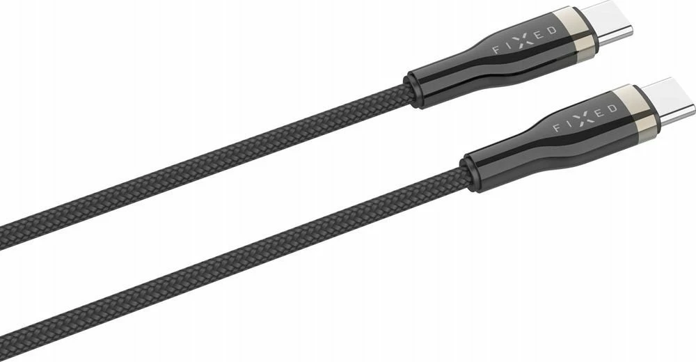 Kabllo USB-C Fixed FIXDB-CC12-BK 1.2m 100W e thurur, e zezë, me organizues ngjitës dhe shirit Velcro