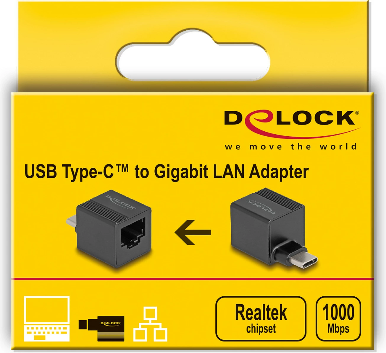 Adapter rrjeti DeLOCK USB-C në Gigabit LAN RJ-45, mini, Plug & Play, i zi