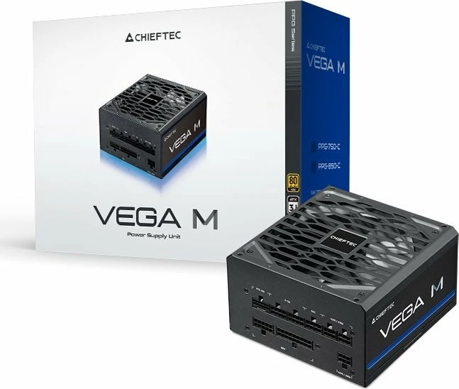 Furnizues rryme Chieftec Vega M PPG-850-C 850W ATX 3.1, 80 Plus Gold, full modular, PCIe 5.0 16-pin, i zi