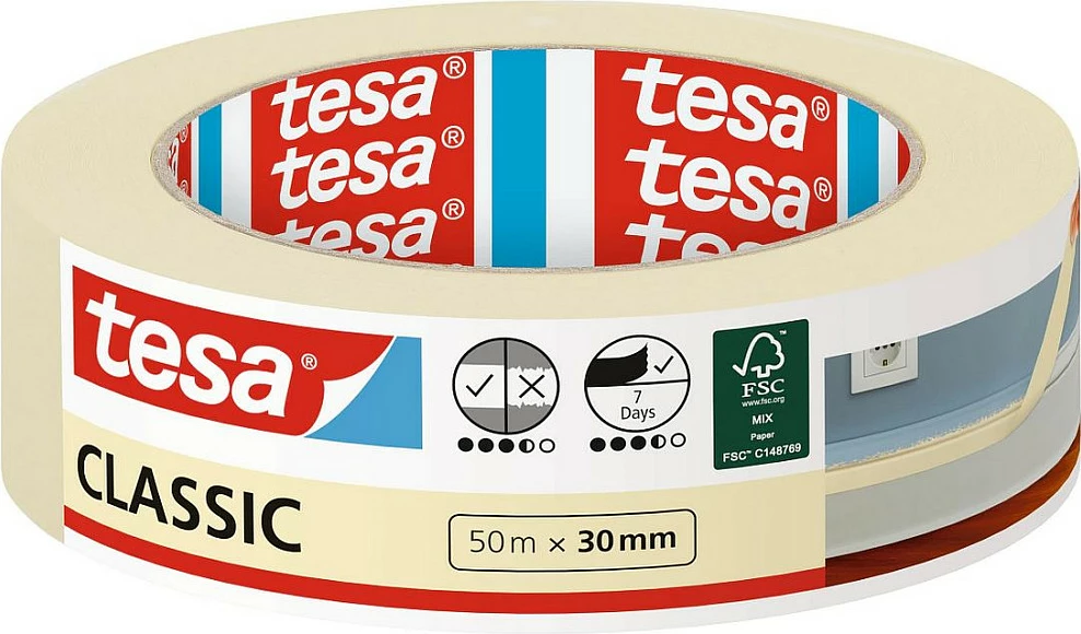 Shirit maskues tesa Classic 50m x 30mm, bezhë