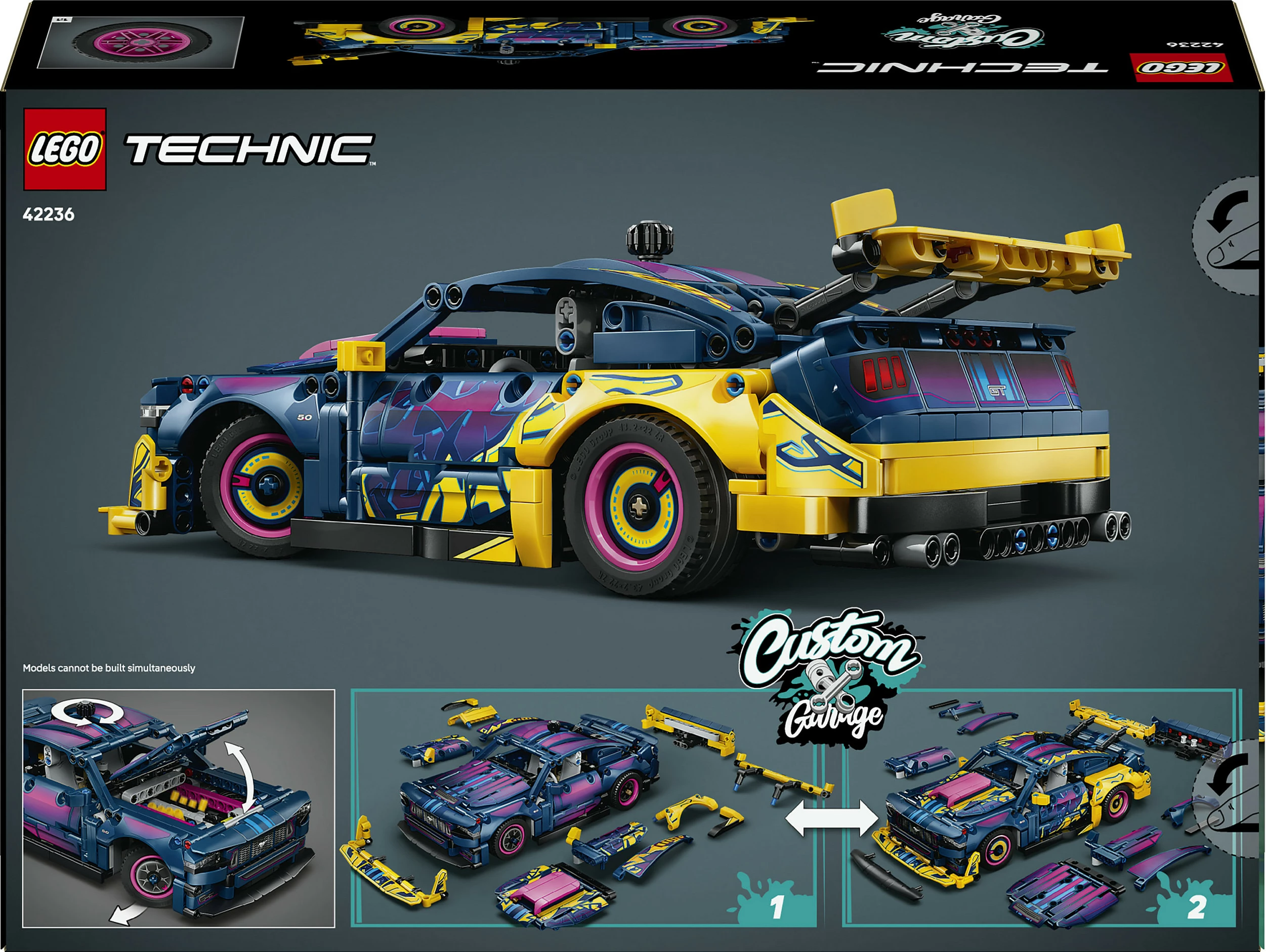 Set ndërtimi LEGO Technic 42236 Custom Garage Ford Mustang GT, 973 pjesë, 10+, shumëngjyrësh