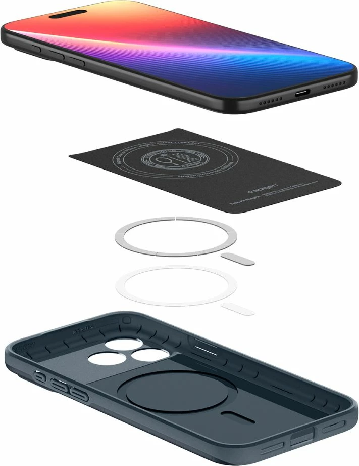 Mbështjellës Spigen Thin Fit MagSafe për iPhone 17 Pro Max, ultra i hollë polikarbonat, me unazë magnetike MagSafe, Navy Blue