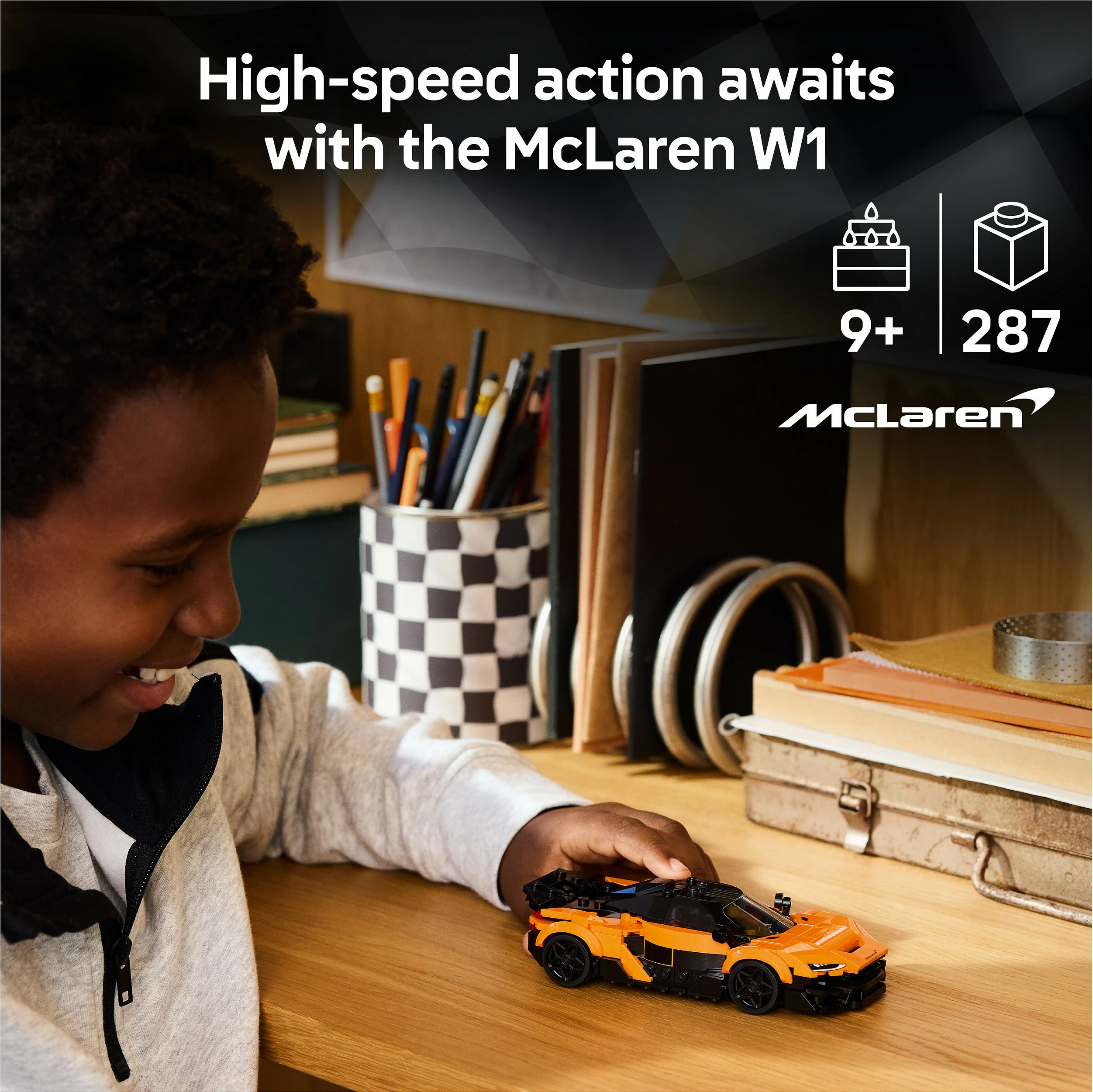 Set ndërtimi LEGO Speed Champions McLaren W1 77257, 287 copë, 9+, portokalli/zi