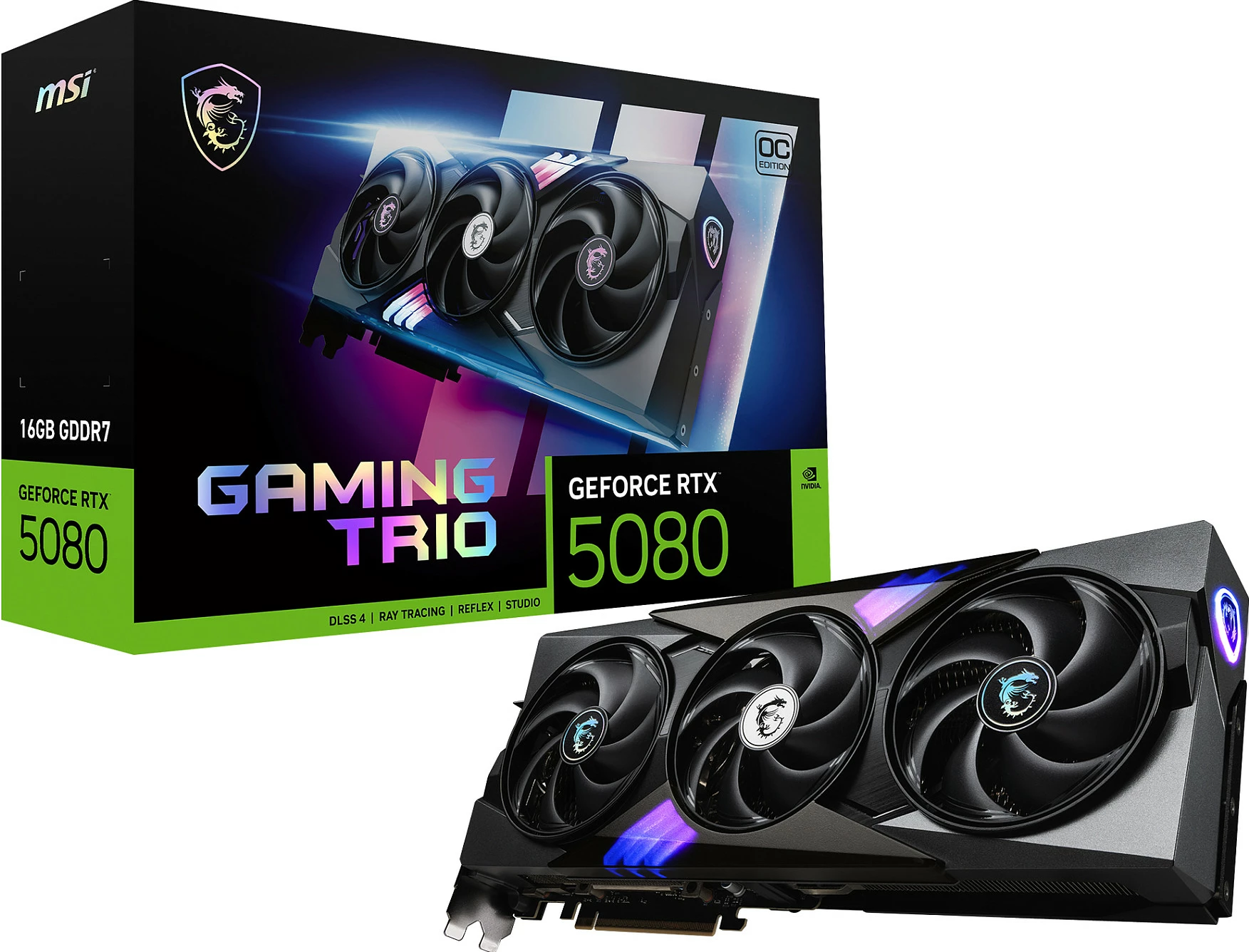 Kartelë grafike MSI GeForce RTX 5080 16G TRIO OC, 16 GB, GDDR7, e zezë