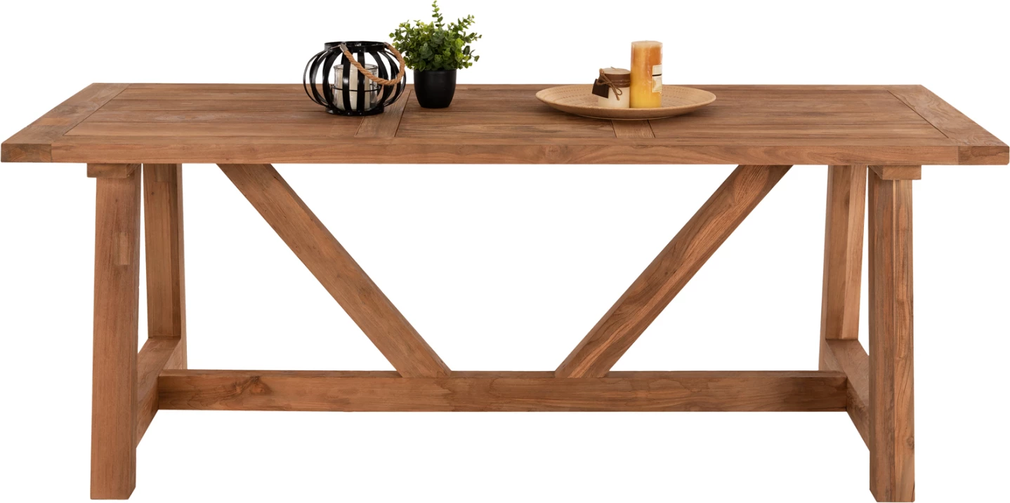 Tavolinë ngrënieje, dru TEAK i ricikluar, ngjyrë natyrale, 200x100x75H cm