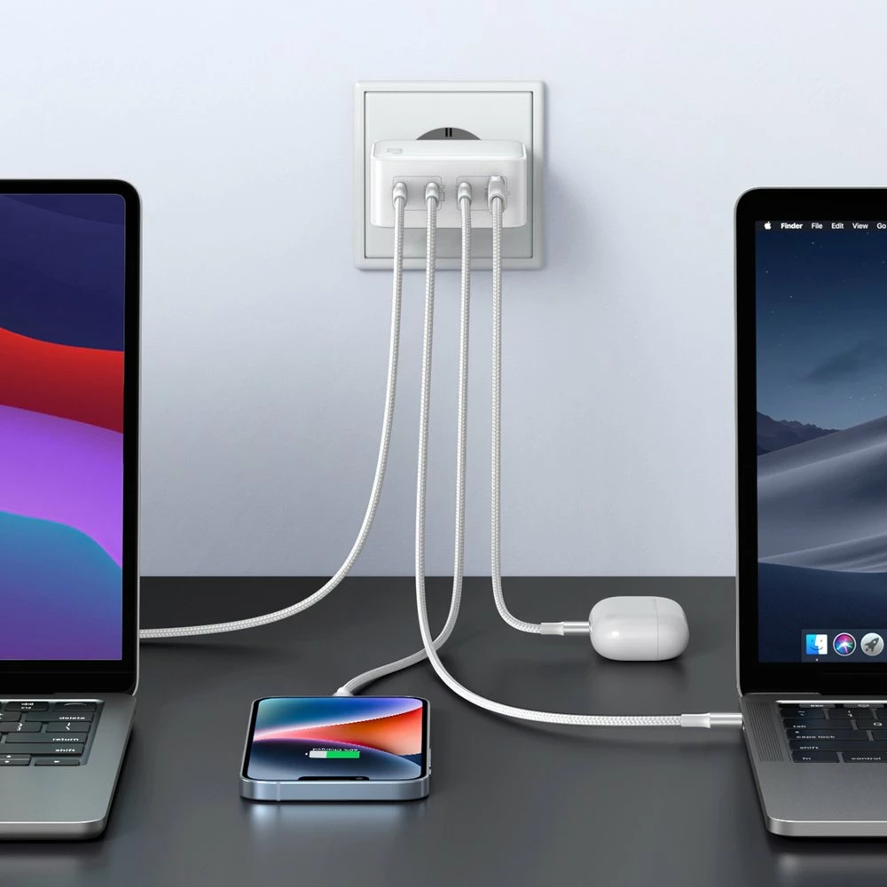 Karikues i shpejtë GaN Ugreen CD226, 100W, 3xUSB-C/USB-A, i bardhë