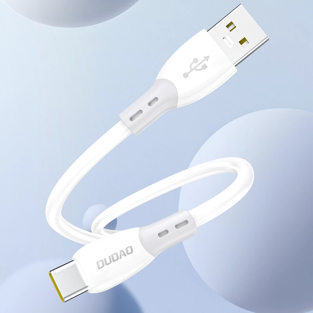Kabllo Dudao L25ST USB-A në USB-C, 1 m, 5A, USB 2.0 (480 Mbps), e bardhë