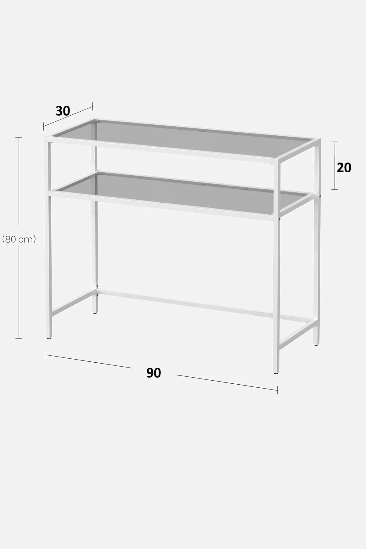 Komodë Skye Decor, e bardhë, xham i temperuar, 90x80x30cm