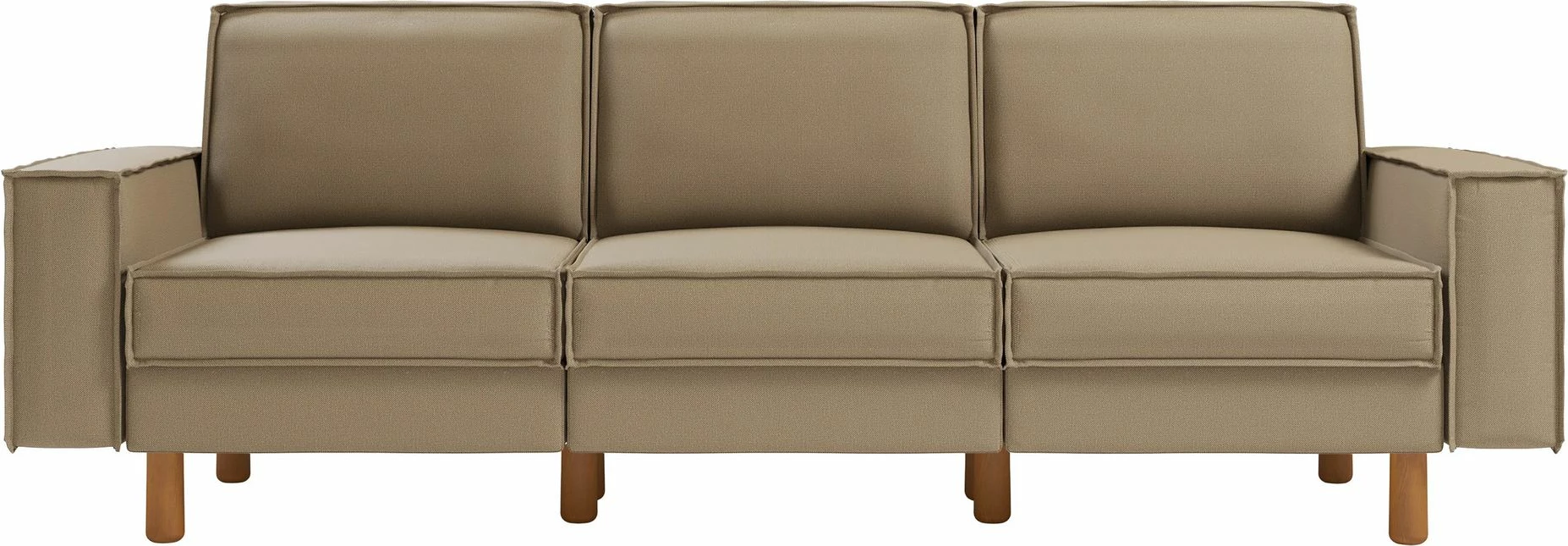 Divan treshe Atelier del Sofa, ngjyrë Beach, këmbë druri Walnut