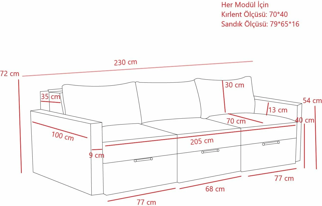 Divan-krevat treshe, Atelier del Sofa, Saros, gri