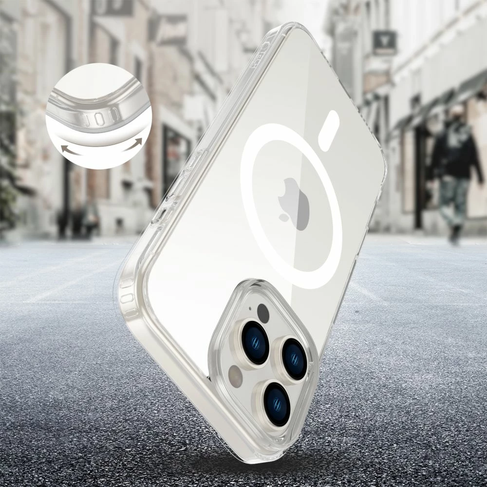 Mbështjellës Tech-Protect Flexair Hybrid CC MagSafe për iPhone 16 Pro Max, Transparent