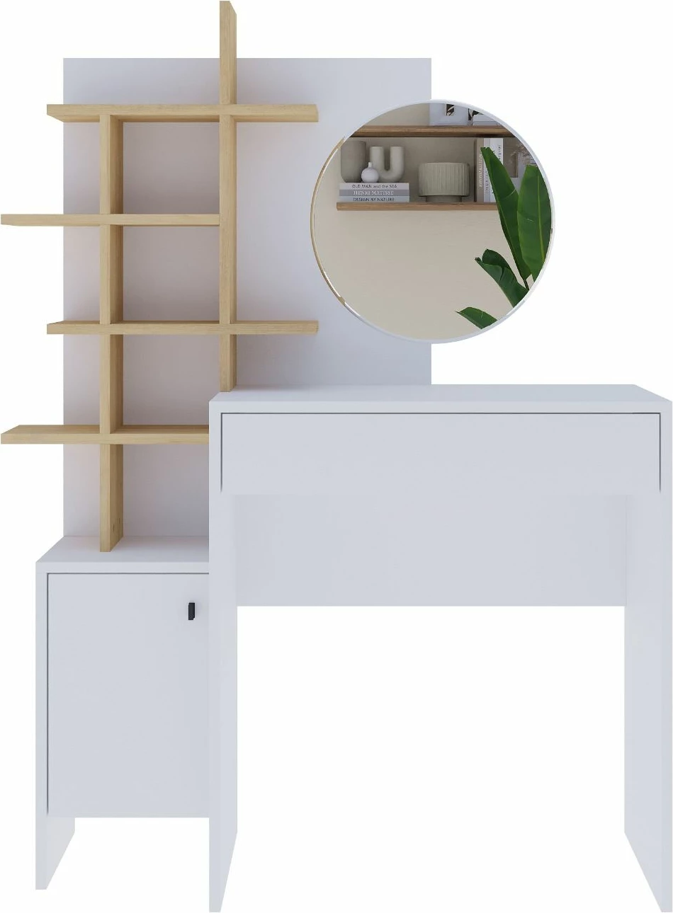 Tavolinë grimi, ngjyrë e bardhë dhe lis, Skye Decor, Mup