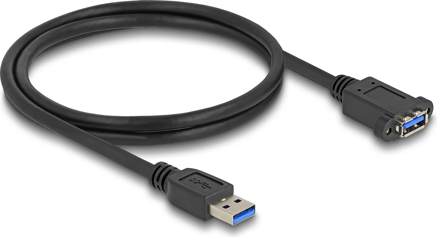 Kabllo USB DeLOCK USB-A mashkull në USB-A femër (panel mount), USB 3.2 Gen 1 5Gbps, 1 m, e zezë