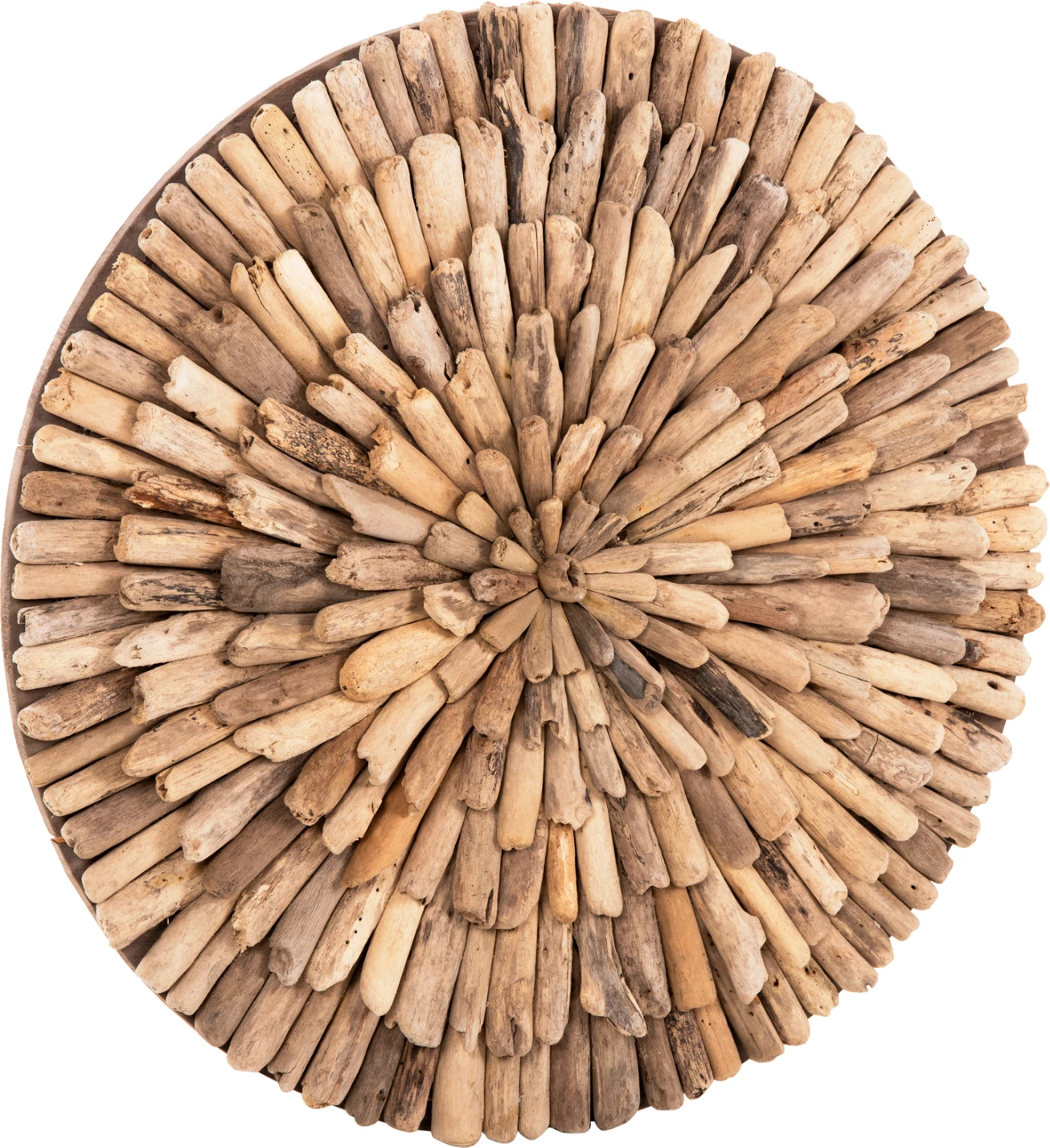 Dekor muri i rrumbullakët CHIIKI FH4298, dru natyral, Φ60 cm